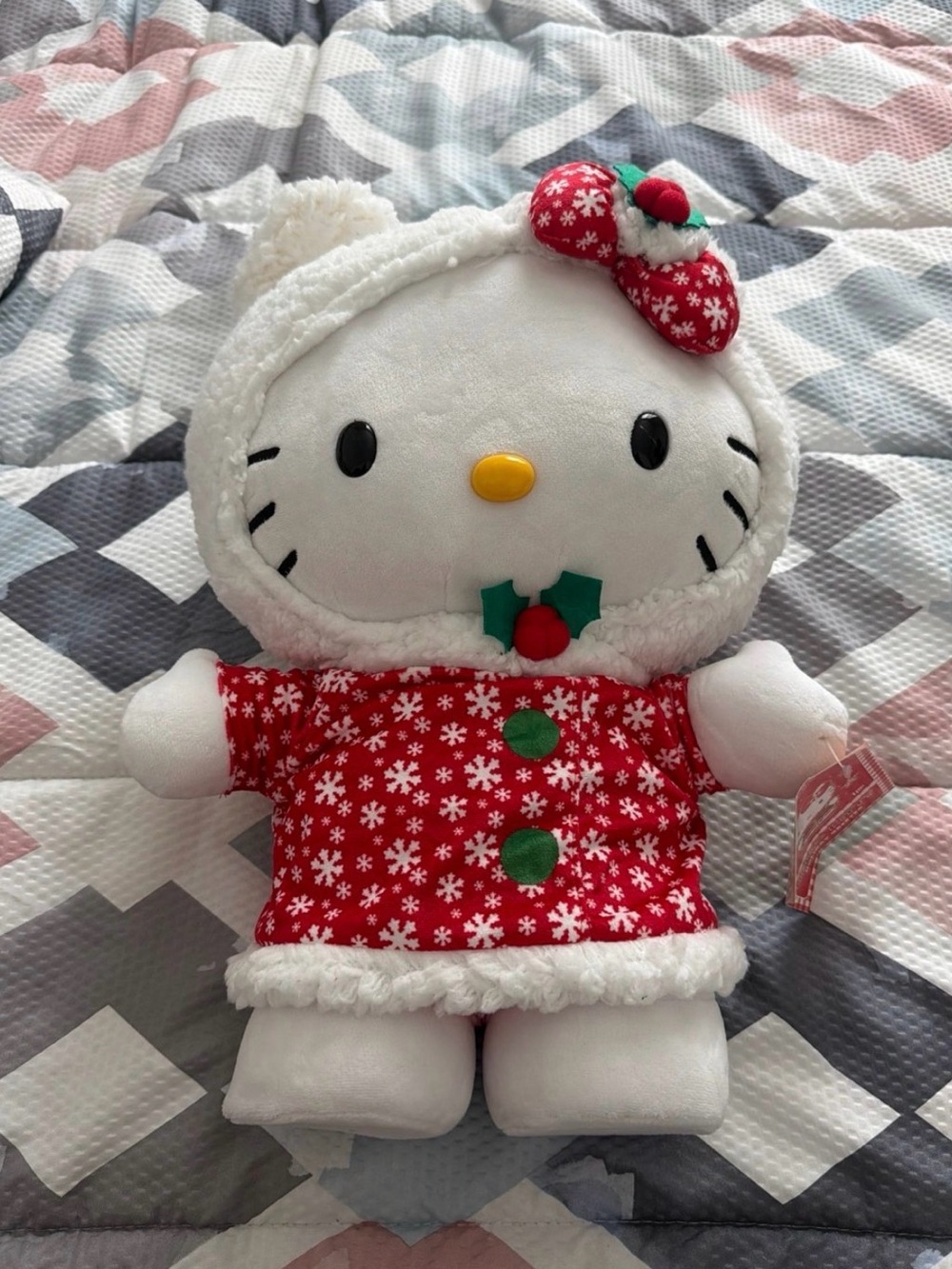 Hello Kitty Red & White Holiday Plush with Green Accents